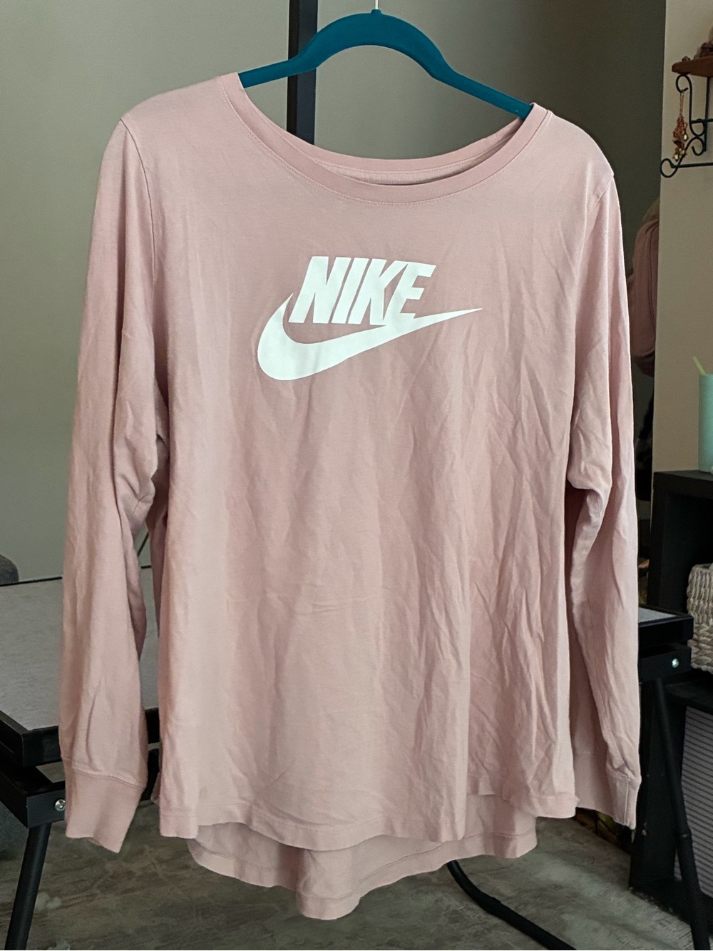 2 for $15! Nike Long Sleeve Logo Tee in Dusty Rose
